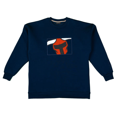 Lacivert Punch İşlemeli Oversize Sweatshirt