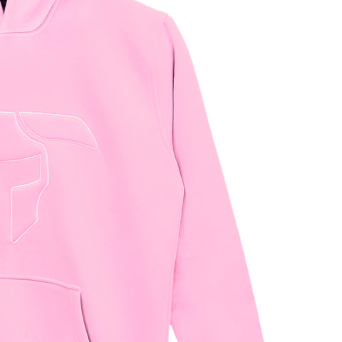 Pembe Logo Kabartmalı Hoodie