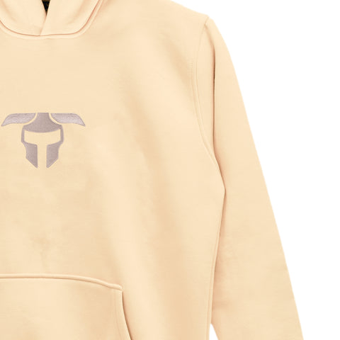 Taş Rengi Logo İşlemeli Hoodie