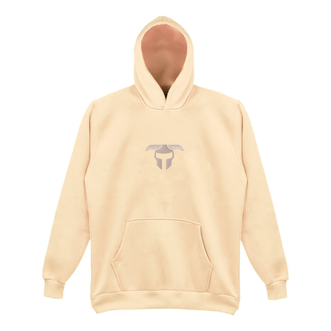 Taş Rengi Logo İşlemeli Hoodie