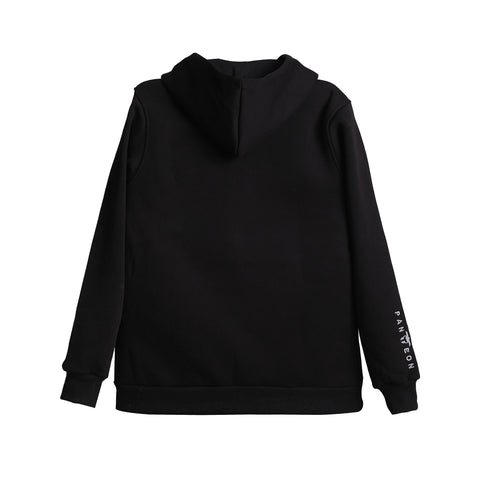 Siyah Fosforlu Logo İşlemeli Hoodie