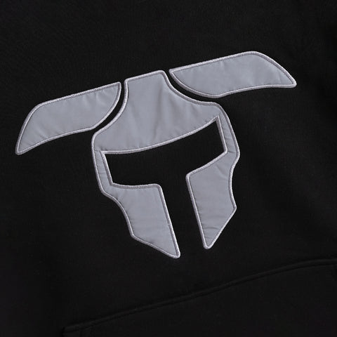 Siyah Fosforlu Logo İşlemeli Hoodie