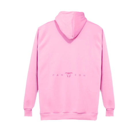 Pembe Logo Kabartmalı Hoodie